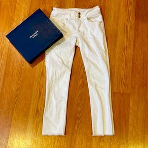 Abercrombie and Fitch super super stretch white jeans ripped hems